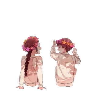 💞 couple, flower crown, friendship, love, cute, cartoon telegram sticker