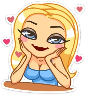 😍 Cartoon, Frau, Blond, Herzen, Liebe, lächelnd telegram sticker