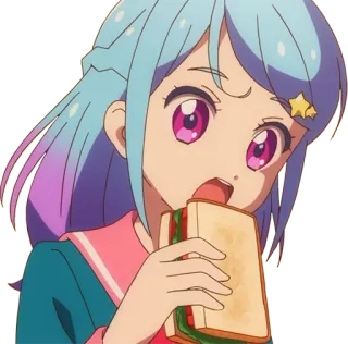 🥪 ragazza anime, mangiare, panino, carina, cartone animato telegram sticker