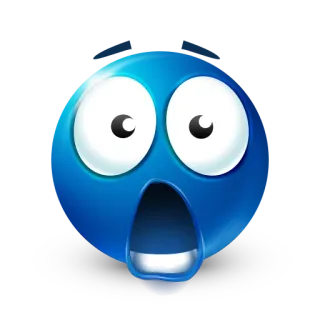 😲 azul, emoji, cara, sorprendido, impactado, expresión whatsapp sticker
