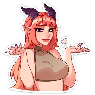 🤷‍♂️ demon, succubus, sexy, horns, anime, sticker, cartoon, fantasy telegram sticker