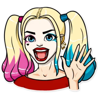 👋 Harley Quinn Харли Квинн, DC Comics, Злодей, Персонаж комиксов, Мультфильм, Наклейка telegram sticker