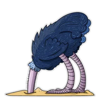 😳 avestruz, pássaro, cabeça na areia, animal, escondendo, desenho animado telegram sticker