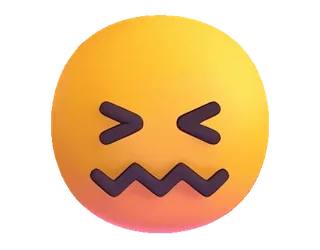 😖 อีโมจิ, ขยะแขยง, ป่วย, สีเหลือง, หน้า telegram sticker