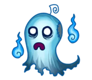 😶 geist, gruselig, halloween, unheimlich, blau, gespenst, monster, cartoon whatsapp sticker
