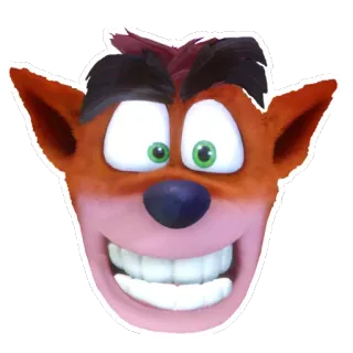 😁 Crash Bandicoot Crash Bandicoot, video game, cartoon, character, face whatsapp sticker