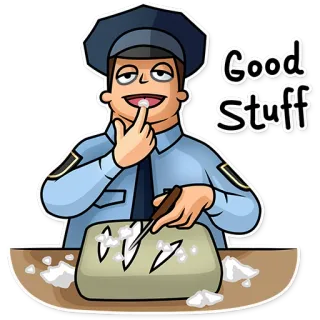 👍 Good Stuff 警察, コカイン, 麻薬, 漫画, 警官 telegram sticker