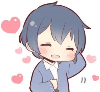 ☺️ Аниме, Чиби, Милый, Сердечки, Счастливый, Румянец telegram sticker