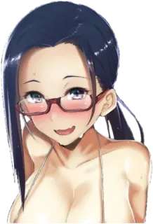 🤓 Anime, Bril, Bikini, Vrouw, Cartoon, Sexy telegram sticker