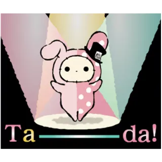 ✨ Ta-da! coelho, chapéu, fofo, holofote, rosa, coelho, personagem whatsapp sticker
