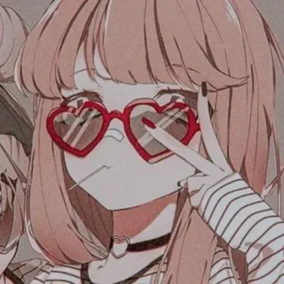 🥯 Anime, Menina, Óculos de coração, Fofa, Desenho animado, Pirulito telegram sticker