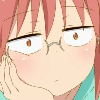 💈 Kobayashi Miss Kobayashi's Dragon Maid Anime, Kobayashi, Miss Kobayashi's Dragon Maid, Expresión, aburrido, gafas, pelirrojo telegram sticker