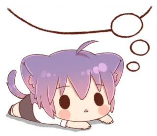 😶 chat, animé, dessin animé, mignon, penser, kawaii, rêver telegram sticker