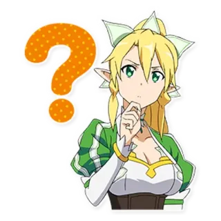 🤔 Leafa Sword Art Online 애니메이션, 질문, 엘프, 금발, 소녀 telegram sticker