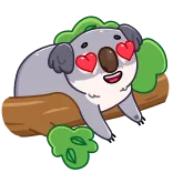 😍 코알라, 동물, 사랑, 하트눈, 귀여운, 만화 telegram sticker