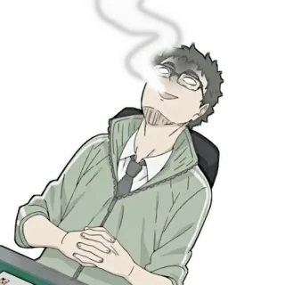 🤯 мужчина, очки, курение, сигарета, дым, мультфильм telegram sticker