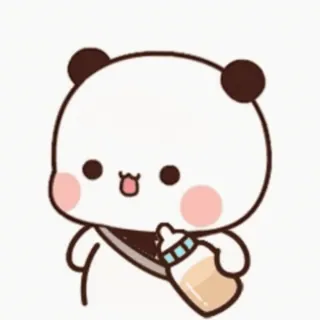 😊 Panda, Dessin animé, Mignon, Bébé, Animal, Kawaii, Lait, Biberon telegram sticker