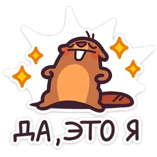 😎 ДА, ЭТО Я 비버, 만화, 동물, 귀여운, 러시아, 스티커 telegram sticker
