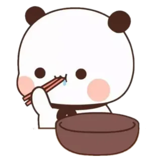 🐼 Панда, Ест, Палочки для еды, Миска, Милый, Мультфильм, Животное, Еда telegram sticker