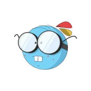 😮 Nerd, Cartone animato, Blu, Occhiali, Personaggio, Adesivo telegram sticker