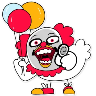👹 Clown, Cartoon, Huhn, Luftballons, Gruselig, Lustig, Figur telegram sticker