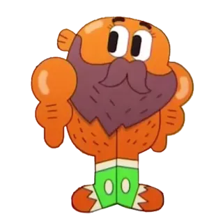 💪 Dessin animé, Orange, Personnage, Musclé, Drôle, Fort, Barbe telegram sticker