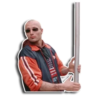 😎 bald, sunglasses, jacket, man, american flag telegram sticker