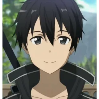 🙂 Kirito Sword Art Online Anime, Pedang, Rambut hitam, Karakter, Pria, Tersenyum telegram sticker