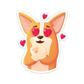 😍 corgi, cachorro, amor, corações, animal, adesivo telegram sticker