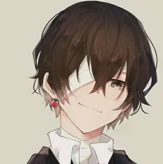 🎐 anime, character, boy, portrait, one-eyed, smile, art telegram sticker