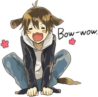 😆 Bow-wow anjing, anime, kartun, anak anjing, lucu, anak laki-laki telegram sticker