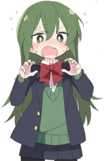 😂 Gadis anime, Rambut hijau, Seragam sekolah, Kartun, Lucu, Marah telegram sticker