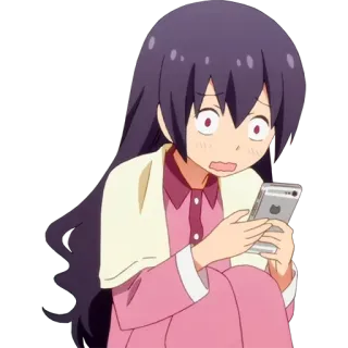 🤳 anime, girl, worried, phone, shocked telegram sticker