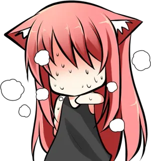 🙊 аниме, кот, смущен, пот, милый telegram sticker