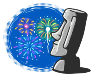 🐷 Moai, Vuurwerk, Standbeeld, Viering, Paaseiland, Steen, Plezier whatsapp sticker