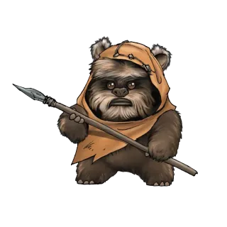 🐶 Ewok Star Wars ewok, star wars, spear, warrior, teddy bear telegram sticker