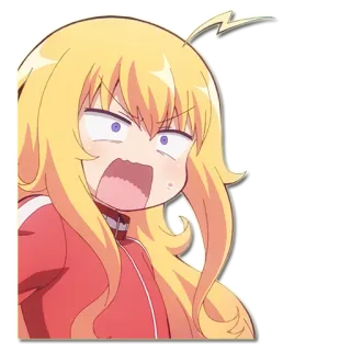 😧 Anime, Dibujos animados, Enojado, Grito, Rubia, Chica, Personaje whatsapp sticker
