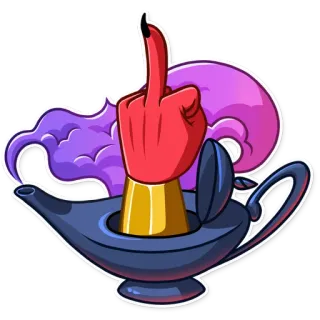 🖕 中指, 冒犯, 粗鲁, 恶魔, 卡通, 神灯, 精灵 telegram sticker