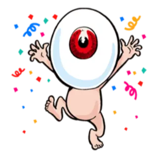 🎉 eyeball, monster, cartoon, character, whimsical, art, sticker telegram sticker