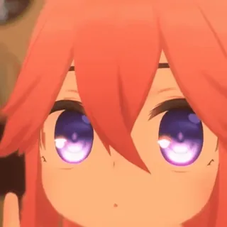 😟 Anime, Mignon, Fille, Cheveux roses, Yeux violets, Dessin animé, Autocollant telegram sticker