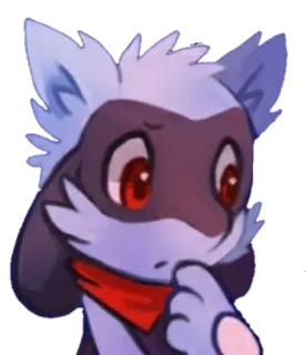 🤔 raccoon, furry, animal, cute, cartoon, illustration telegram sticker