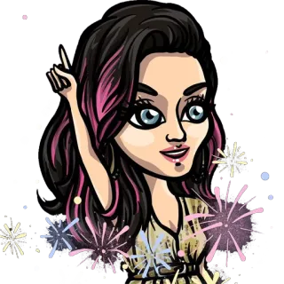 🎉 여자, 반짝이, 만화, 인물 사진, 불꽃놀이, 축하, 파티 telegram sticker