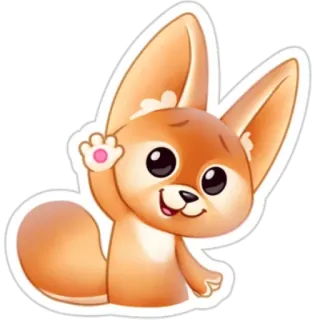 🖐 zorro caricatura, pegatina animal, zorro fénec, lindo, saludando telegram sticker