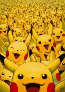 🤳 Pikachu Pokemon โปเกมอน, ปิกาจู, สีเหลือง, การ์ตูน, อนิเมะ telegram sticker