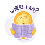 🤔 WHERE I AM? карта, потерялся, вопрос, направление, смущен telegram sticker