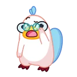 🤓 새, 안경, 회중시계, 귀여운, 만화, 캐릭터 whatsapp sticker