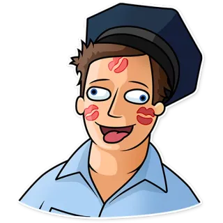 ☺️ 漫画, 男, キスマーク, 帽子, ハッピー telegram sticker
