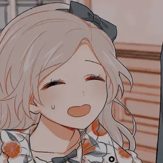 🍯 Anime Mädchen, süß, weibliche Figur, Cartoon, Manga, lächelnd, Haarschleife telegram sticker