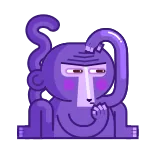 🤔 monkey, purple, thinking, animal, cartoon telegram sticker