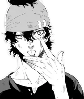 😋 Anime, Manga, Personaggio, Gesto, Lingua, Sticker, Bianco e nero telegram sticker